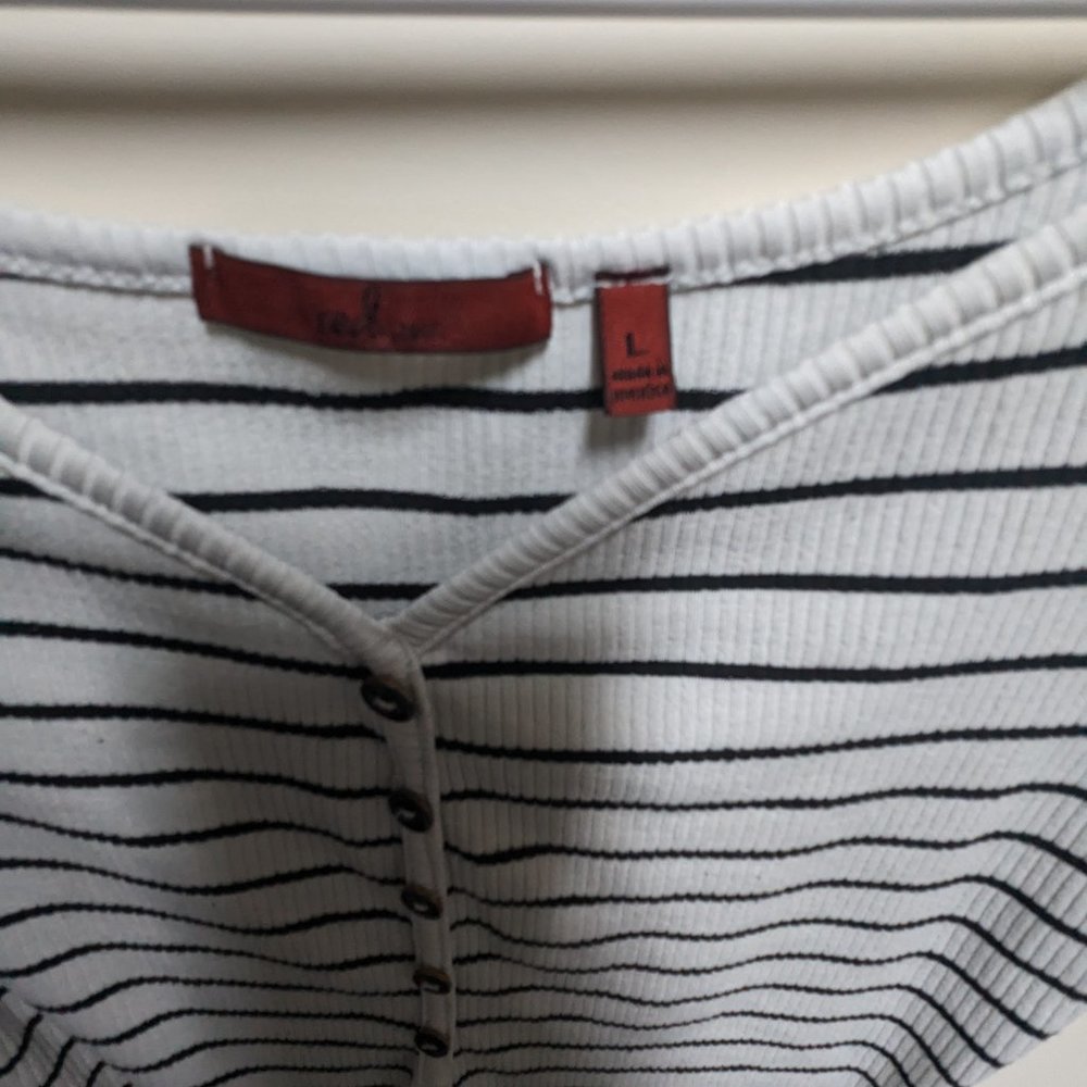 Red by BKE Striped Faux Henley Bodysuit - Picture 5 of 8
